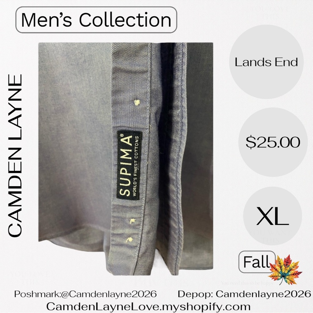 Lands' End Men's Light Blue Dress Shirt - Picture 7 of 8
